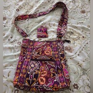 Vera Bradley Floral Patterned Crossbody Bag With Pocket Mirror